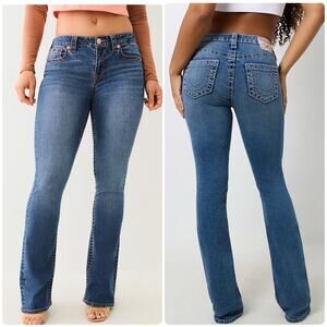 TRUE RELIGION Becca Mid Rise Bootcut Jeans Medium Wash Horseshoe Stitch Logo 26